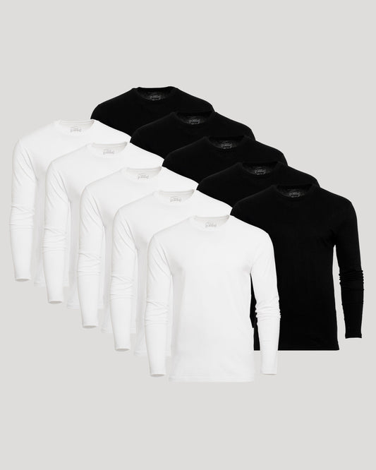 Cottry Black & White Classic Long Sleeve Crew Neck 10-Pack - product image 1