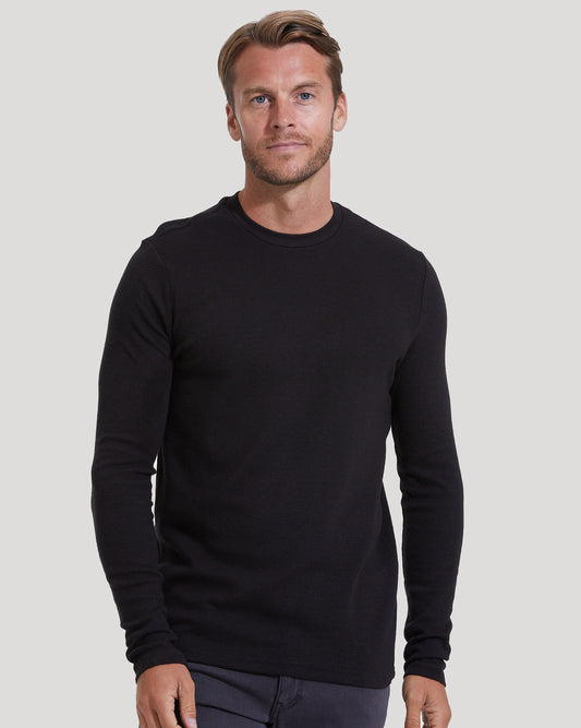 Cottry Black Waffle Long Sleeve Crew Neck - product image 1