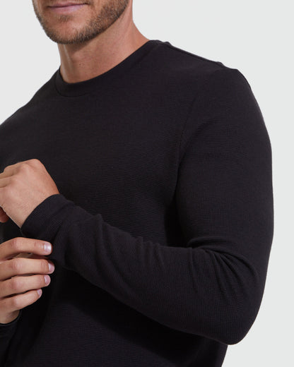 Cottry Black Waffle Long Sleeve Crew Neck - product image 5