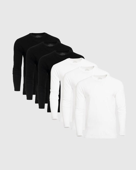 Cottry Black & White Classic Long Sleeve Crew Neck 6-Pack - product image 1