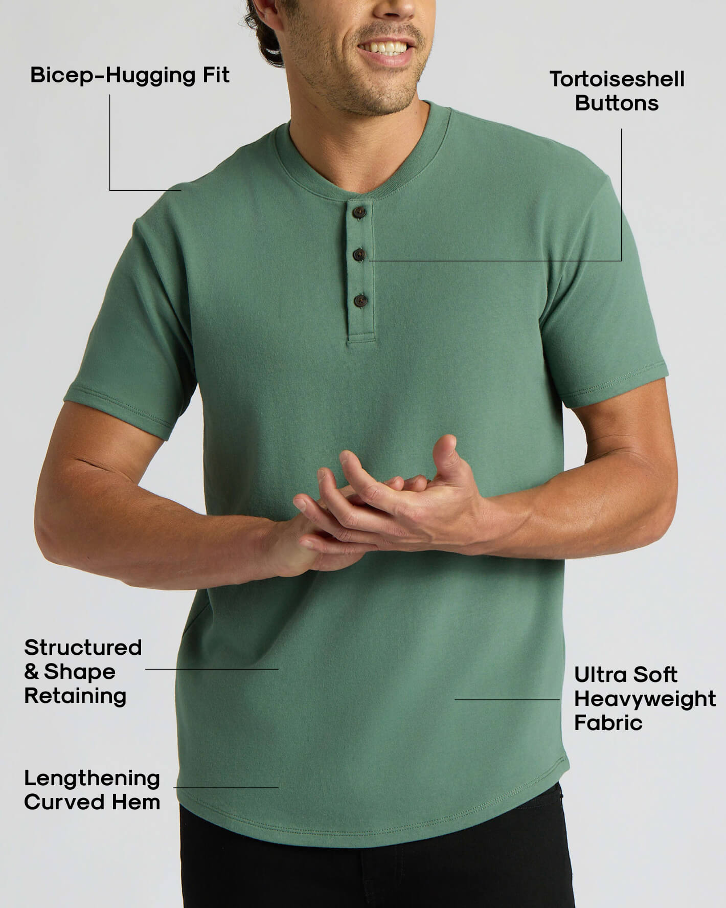 Cottry Neo Fern Heavyweight Curved Hem Henley - product image 4