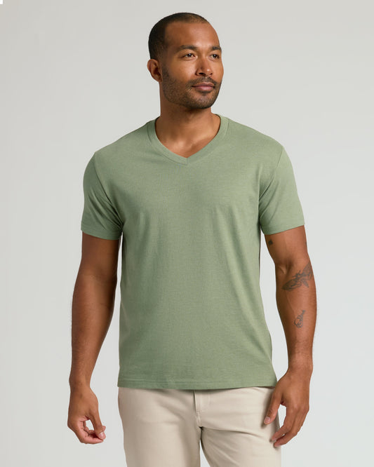 Cottry Dark Heather Bay Green Classic V-Neck - product image 1
