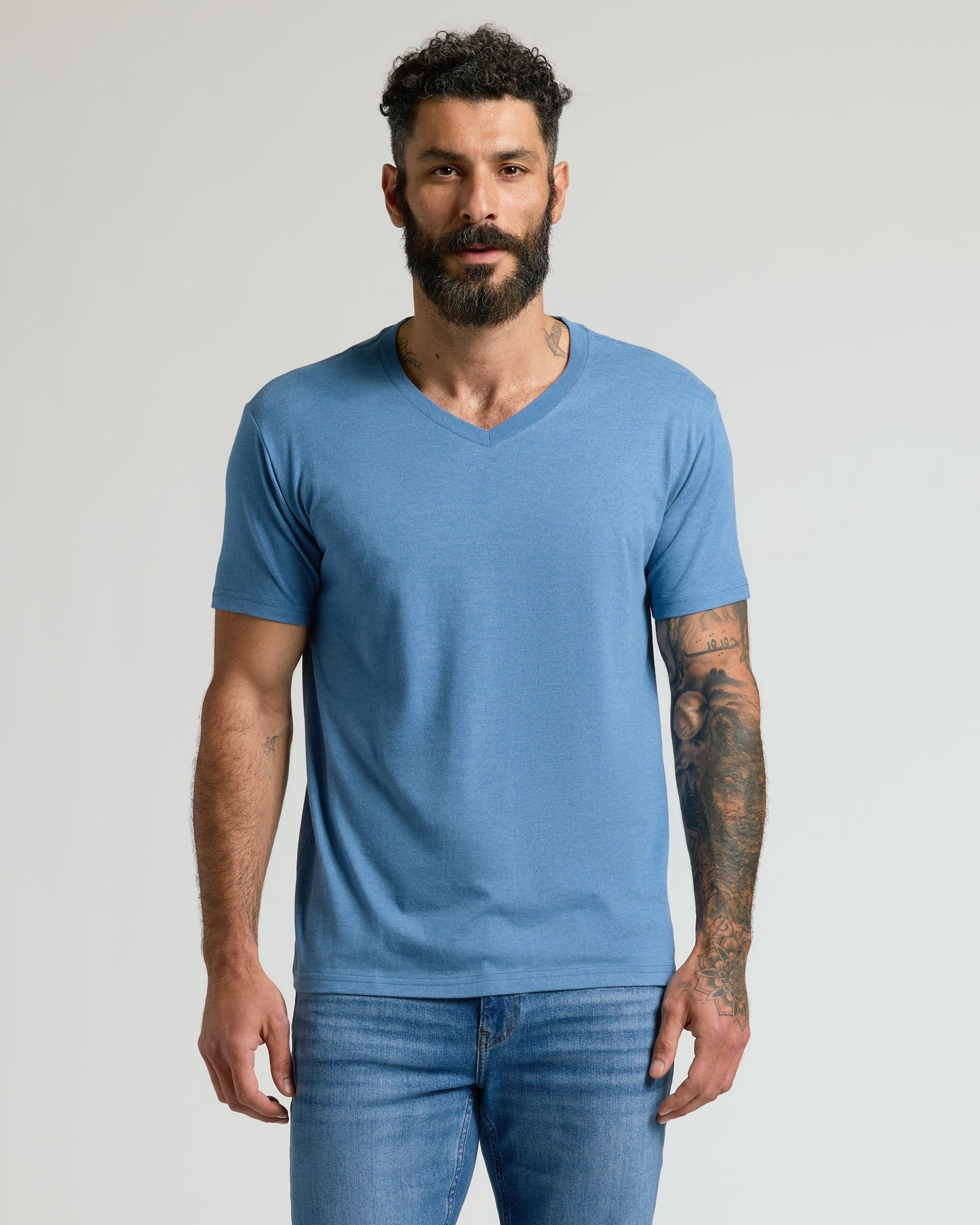 Cottry Dark Heather Blue Lake V-Neck T-Shirt - product image 3
