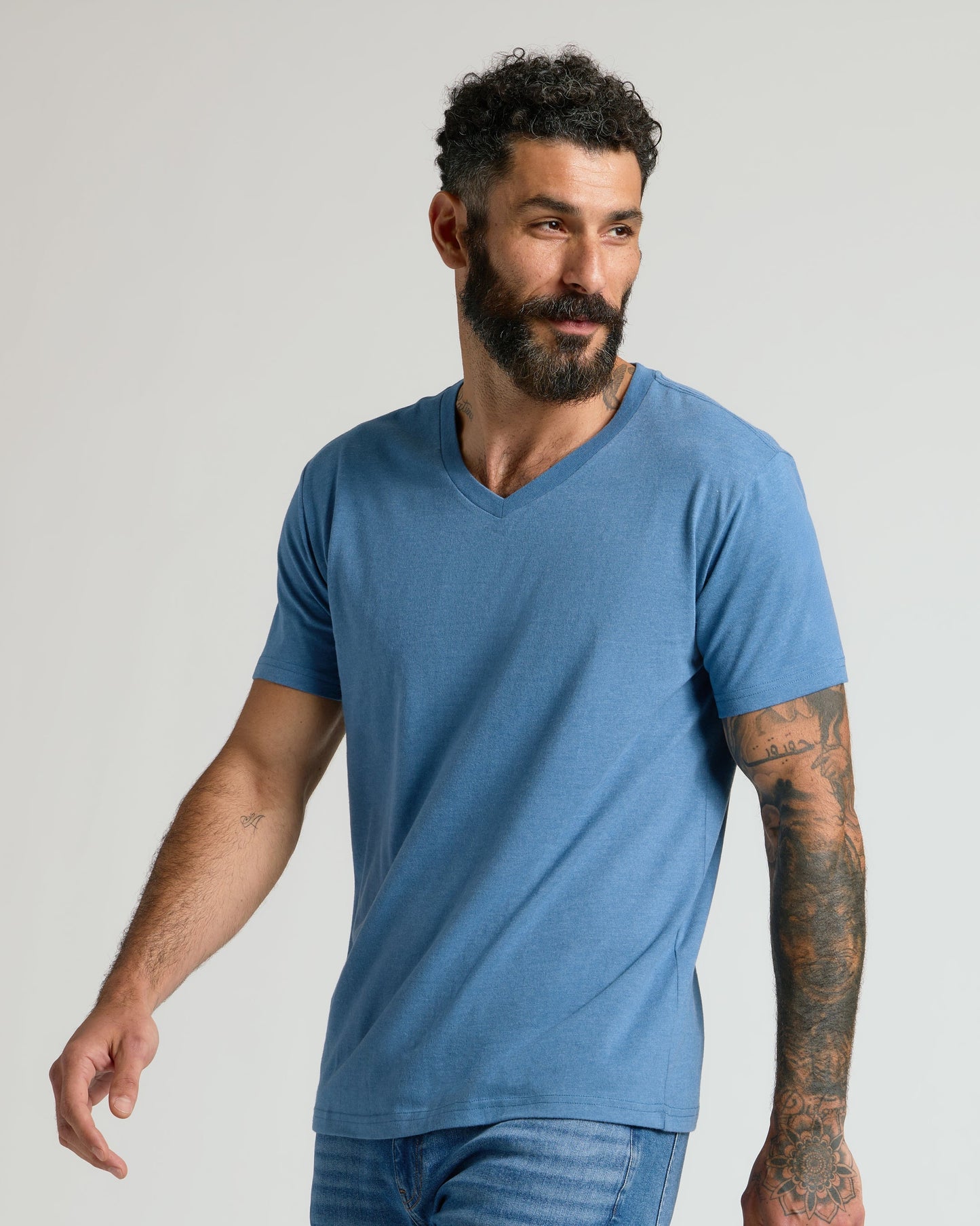 Cottry Dark Heather Blue Lake V-Neck T-Shirt - product image 1