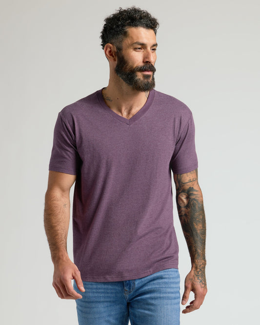 Cottry Dark Heather Plum Classic V-Neck - product image 1
