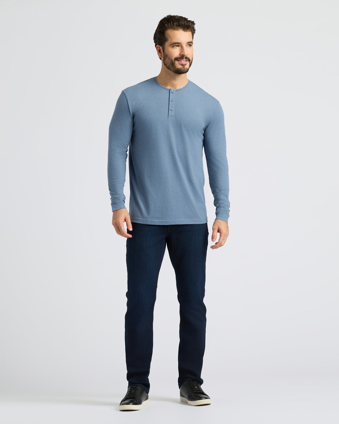 Cottry Dark Heather Vintage Navy Classic Long Sleeve Henley - product image 4