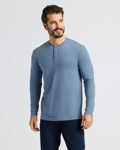 Cottry Dark Heather Vintage Navy Classic Long Sleeve Henley - product image 5