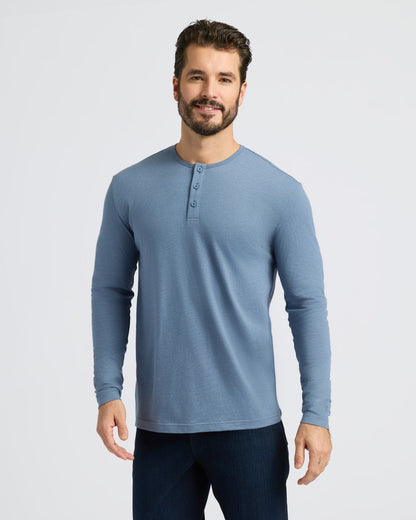 Cottry Dark Heather Vintage Navy Classic Long Sleeve Henley - product image 1