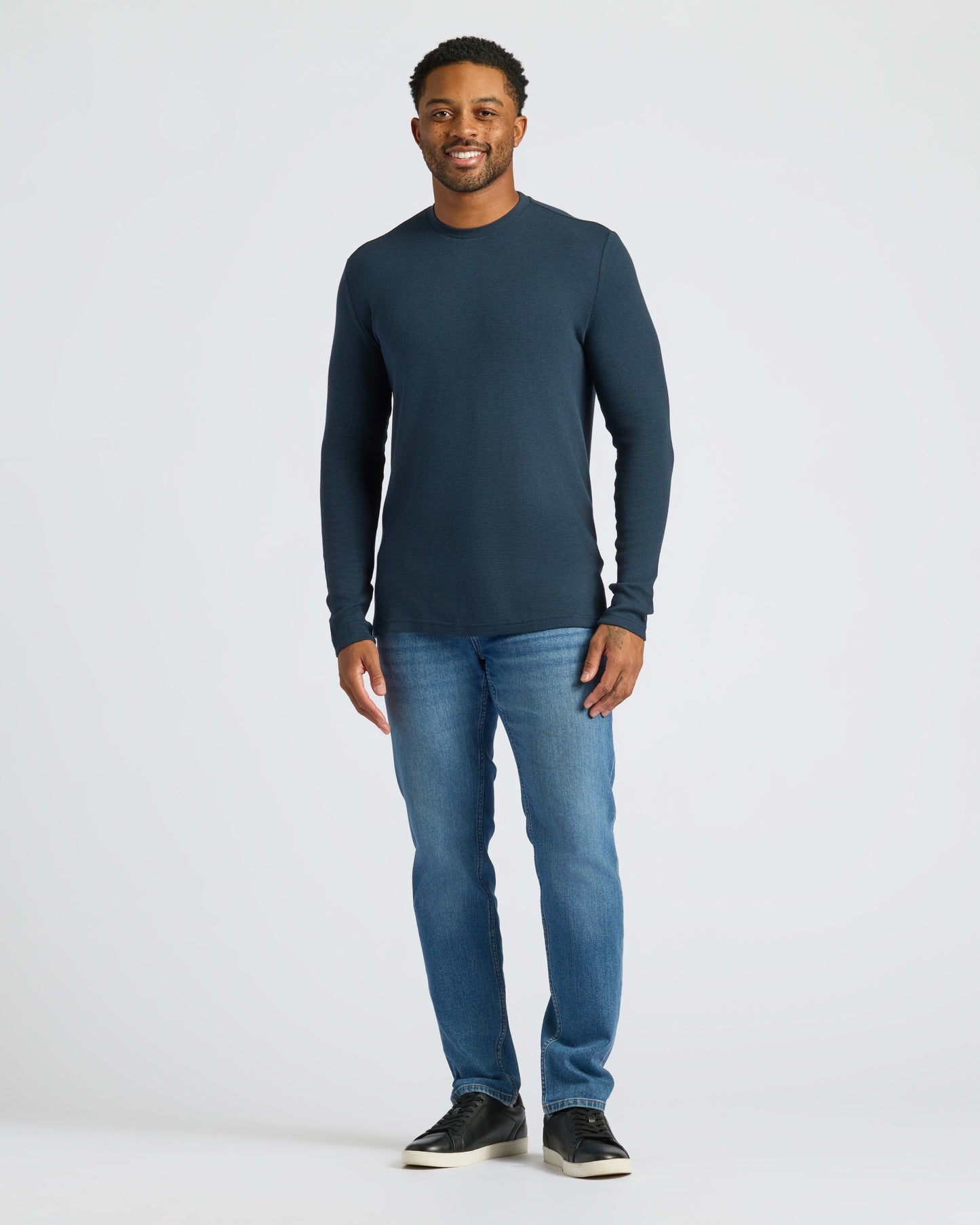 Cottry Navy Waffle Long Sleeve Crew Neck - product image 3