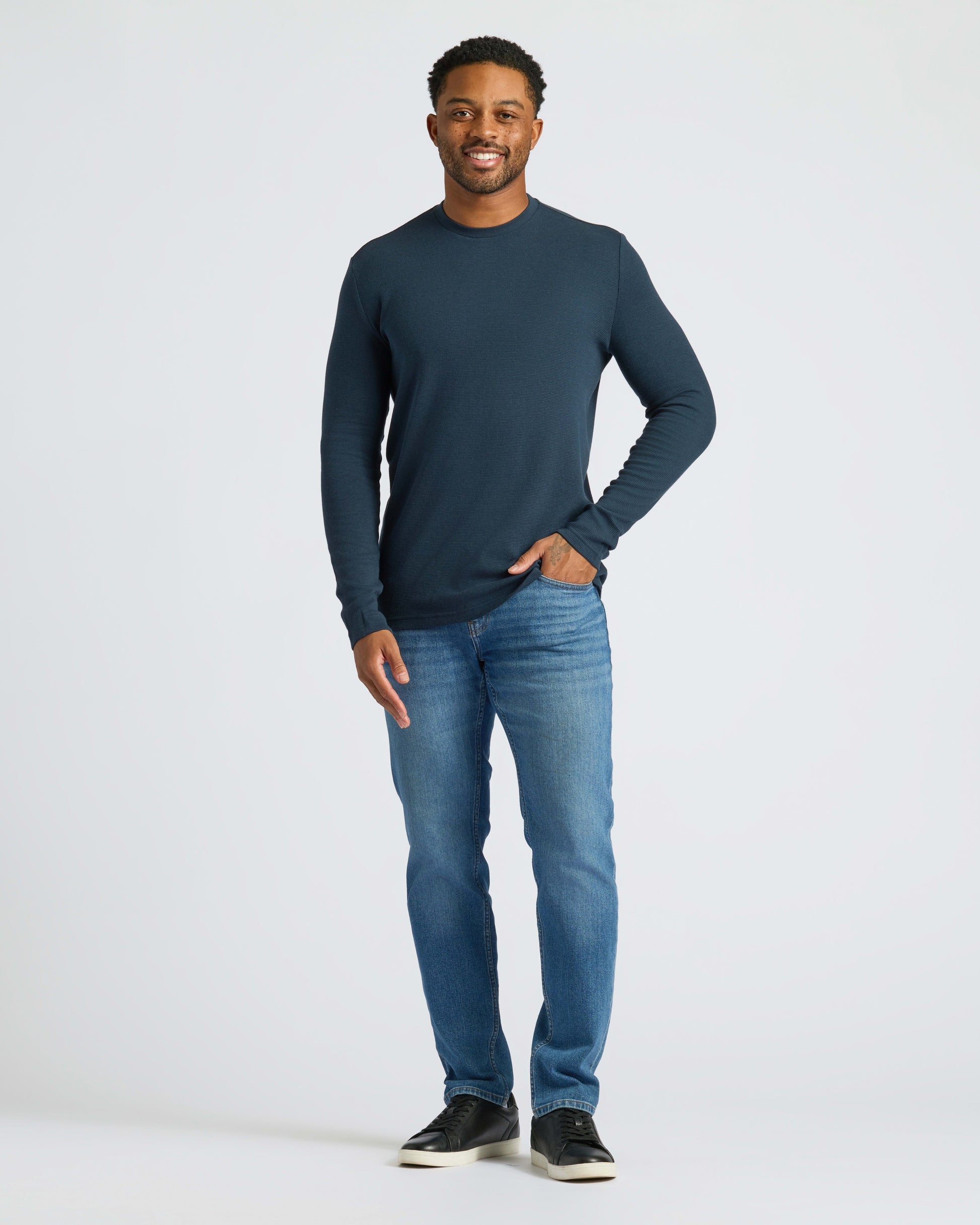 Cottry Navy Waffle Long Sleeve Crew Neck - product image 7