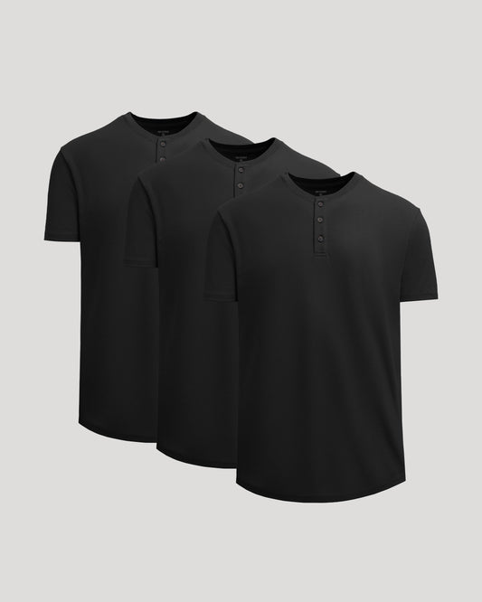 Cottry All Black Heavyweight Curved Hem Henley 3-Pack - product image 1
